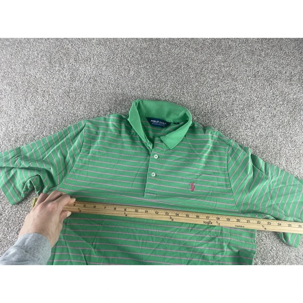 Polo Ralph Lauren Soft Pima Touch Cotton Polo Green/Pink Striped Men M Pink Pony